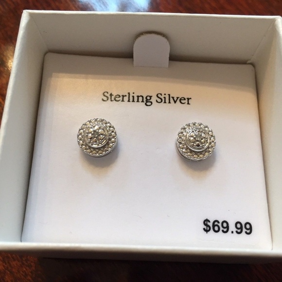 Sterling Silver Halo Style Diamond Accent Earrings - Picture 7 of 8